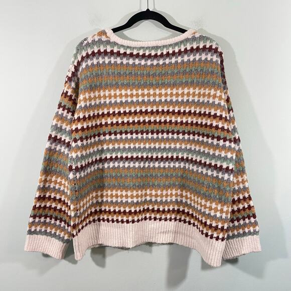 Knox Rose Women Mixed Fall Colors Textured Crew Neck Pullover Sweater Size XL - Picture 8 of 8